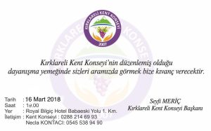 2018 KKK Yemek Davetiyesi