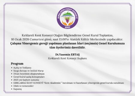 Kırklareli Kent Konseyi Olağan Bilgilendirme Genel Kurul Toplantısı